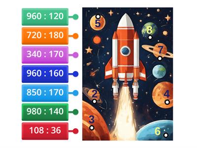 Космічна подорож.  Виконуємо ділення на кругле число