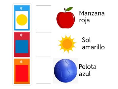 Jugamos con los colores    Une el color con el objeto 