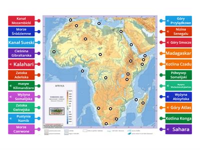 Mapa Fizyczna afryki - Materiały dydaktyczne