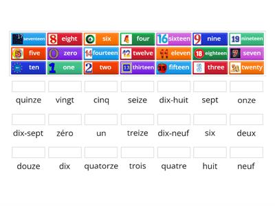 Les nombres 0-20: Match up 