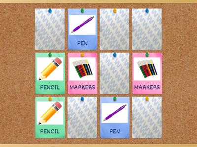 school supplies memory game