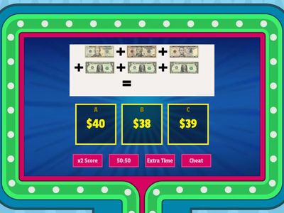 Adding bills up to $40 - Gameshow Quiz