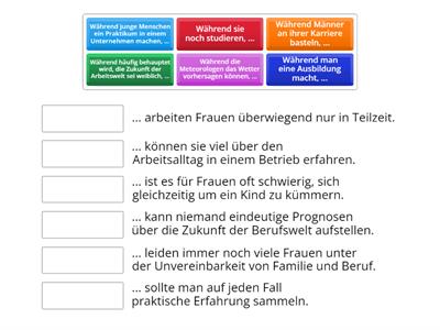 Berufswelt der Zukunft. Wie passen die Sätze zusammen?