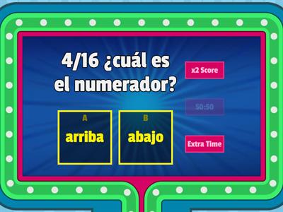 Fracciones matemáticas.