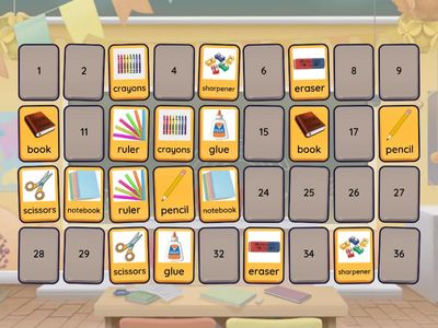 Memory game. School Supplies 
