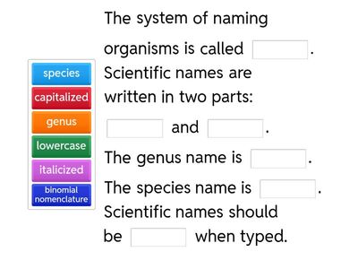 Biology Review (Classification of Living things)