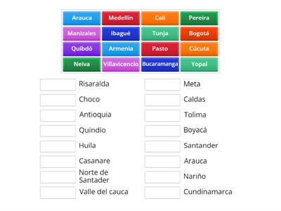Capitales y departamentos de Colombia