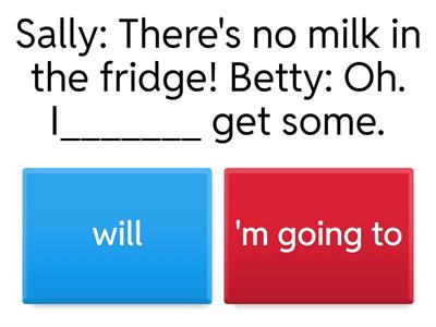 Will vs. be / going to