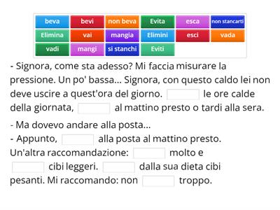 Imperativo indiretto - Consigli su come comportarsi quando fa troppo caldo