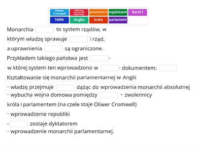 kl. 6 notatka- Monarchia parlamentarna w Anglii