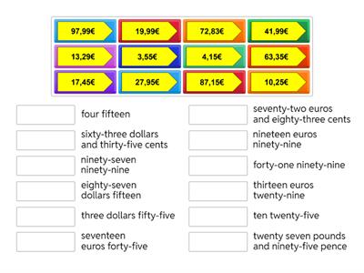 UNIT 2: PRICES (MATCH)