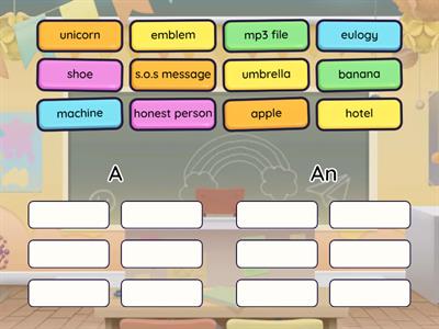 Drag and Match! Indefinite Articles edition