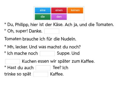 Lebensmittel A1 Nominativ/Akkusativ