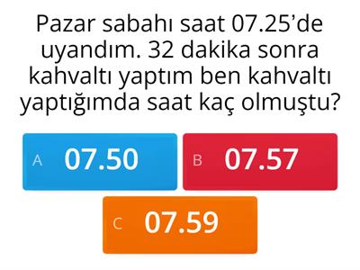﻿3.Sınıf Zamanı Ölçme Problemleri