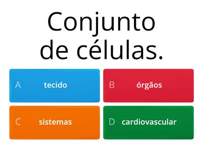 QUIZ Níveis de organização dos seres vivos.