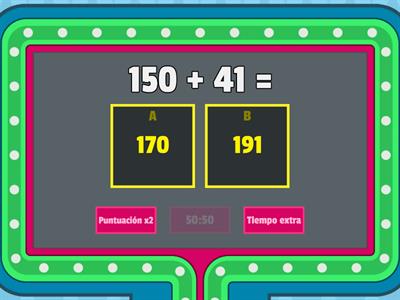 Cálculo mental de sumas y restas