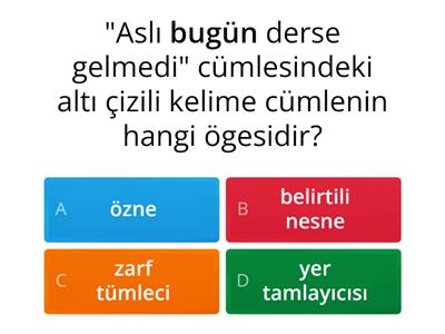 Cümlenin Ögeleri Test