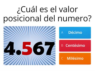  Grado Valor Posicional (Número decimales) 