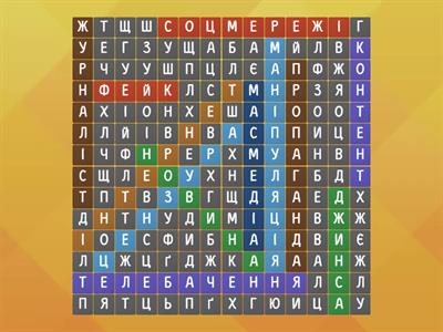 Знайди усі слова з теми медіаграмотність