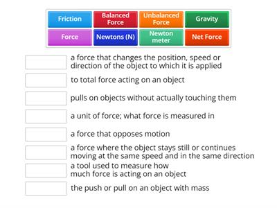 CAX KS3 Forces Vocabulary