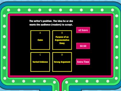 Argumentative Essay Gameshow Quiz