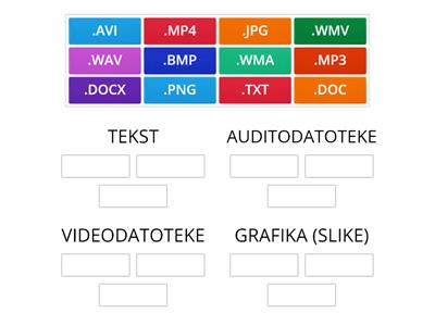 DATOTEČNI NASTAVCI PREMA VRSTI DATOTEKE