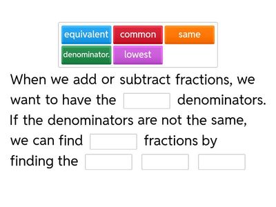 Subtracting Fractions