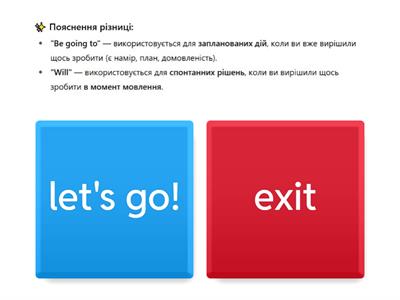 Will or Be Going To Quiz