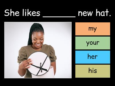 Possessive adjectives: My, Your, His, Her, Their, Our,