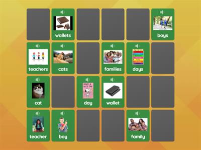 Matching pairs - Nouns - single >> plural