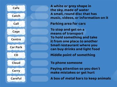 Match Words to Definitions