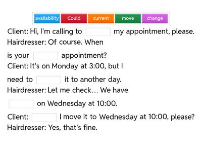 Changing a hair appointment