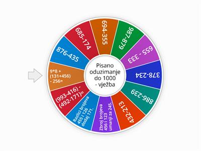 Pisano oduzimanje do 1000 - vježba
