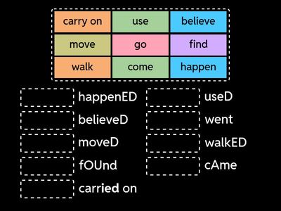 Match the infinitive vernb to its simple past form