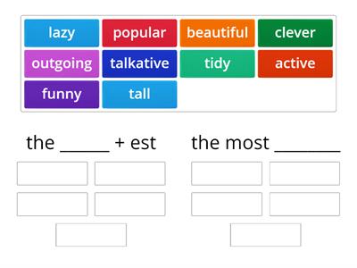 Superlative adjectives matching game