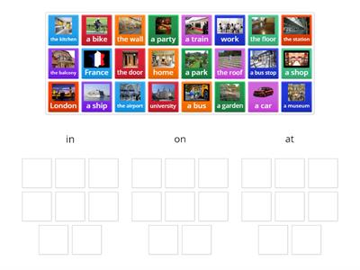 Prepositions of place: in/on/at