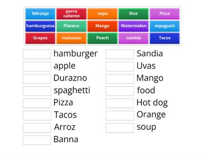 Alimentos en ingles