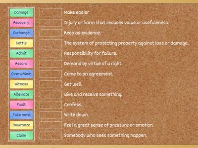 Vocabulary: In the case of an accident assessment.