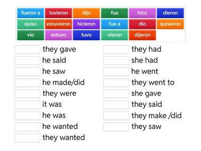 Irregular Preterit Form" he/they"