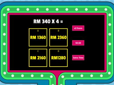 MATEMATIK TAHUN 4 :  DARAB WANG