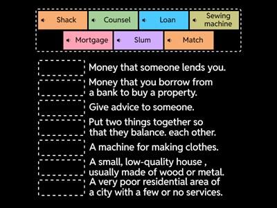 Match words with their definitions