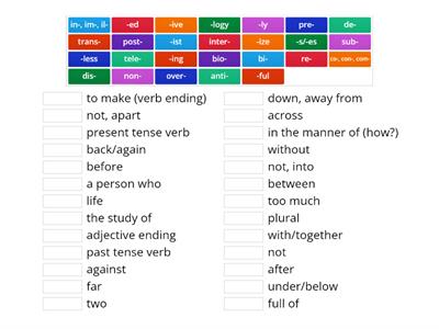 Prefixes and Suffixes