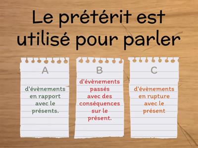 Quiz prétérit 5ème