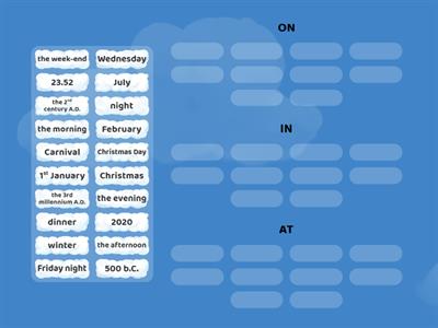 Time prepositions: IN/ON/AT
