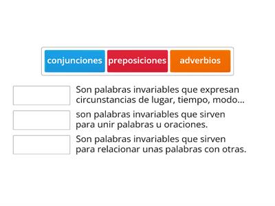 Adverbios, preposiciones y conjunciones