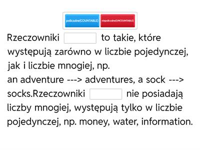 Rzeczowniki policzalne i niepoliczalne