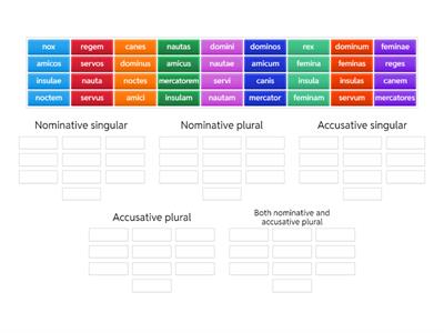 Nominative and accusative singular and plural 