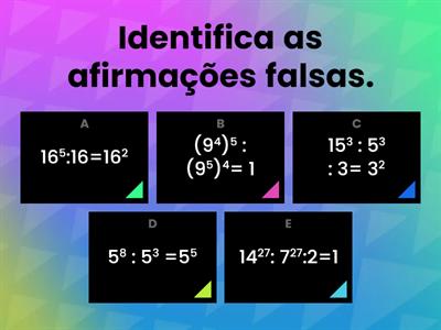 Divisão de potências. Regras operatórias.6ºano