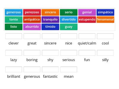 Personality Spanish