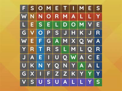 Frequency adverbs Wordsearch